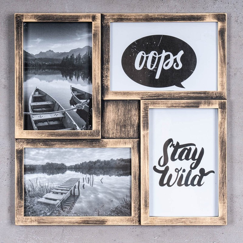 levandeo Picture Frame 4 Photos Black Copper Gold Stand Photo