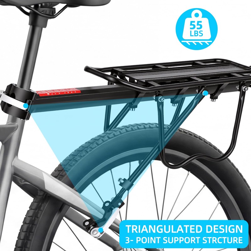 Rear Bike Rack, Adjustable Bike Cargo Rack with Quick Release,