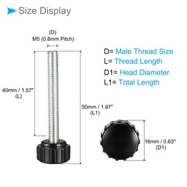 CoCud Knurling Clamp Knob M5 x 40mm Male Thread 16mm Head Thermoset Plastic Thumbscrew Grip Bolt Knob Black For Lathe Machines 4pcs