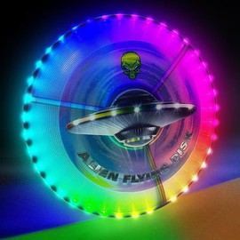 LED Light Up Flying Disc- 38 RGB LED Lights, 7+5 Light Modes, Rechargeable, Glow in the Dark Waterproof Outdoor Games for Adult and Family/Boys/Teens/Kids Beach Camping Essentials Lawn Yard Games springtok - Color: white