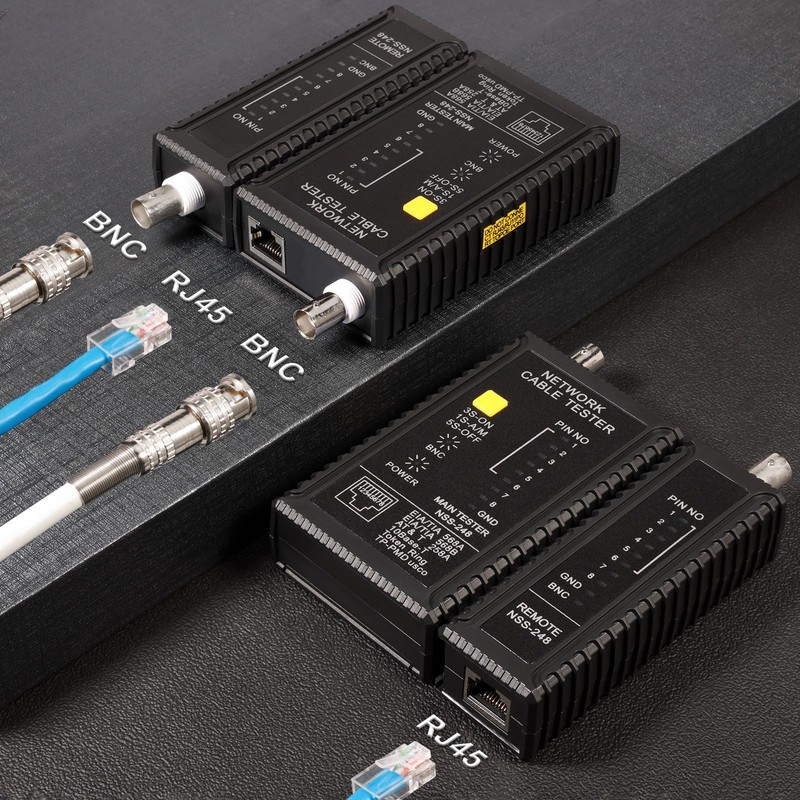 Brileine Dual-Function Coaxial & RJ45 Network Cable Tester with 2-Pack