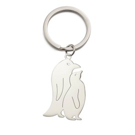 LIKGREAT Penguin Polar Bear Mother Child Parent Keyring Stainless Steel Charm Purse Pendant Handbag Bag Decoration V, silver
