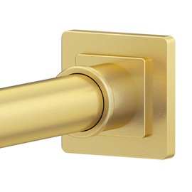 Shower Curtain Rod Square End 32"-68" Heavy Duty Gold Shower Rods No Drilling for Bathroom Shower Stall RV Closet