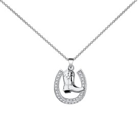 Cowgirl Necklace Cowgirl Horse Boot Gifts Western Cowgirl Gift Equestrian Gifts Western Jewelry Charm Necklace Horse Necklace, stainless steel