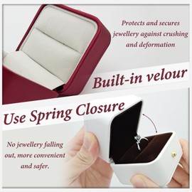 WisePoint Proposal Ring Box, Brushed PU Leather Ring Box Ring Storage Box, Elegant and Luxurious Ring Holder Box Ring Organiser Box for Marriage Proposal, Engagement, Wedding (white)