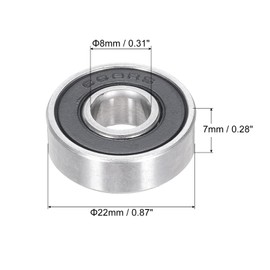 PATIKIL 8x22x7mm Skateboard Bearing, 10 Pack 608-2RS Steel Ball Bearings Double Rubber Sealed Shielded Miniature for Scooters Roller Skates, Silver&Black