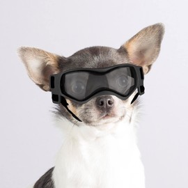 Enjoying Small Dog Goggles UV Protection Windproof Anti-Fog Dog Glasses Eye Protection Soft Frame, Black