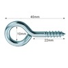Zinc Plated Steel Screw In Eyes, 40 mm (1.1/2 inch)