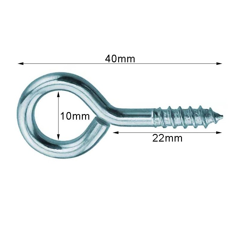 Zinc Plated Steel Screw In Eyes, 40 mm (1.1/2 inch)