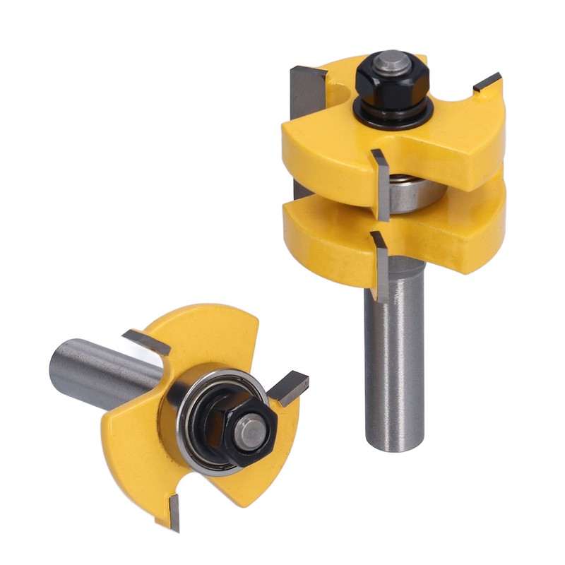 2Pcs Tongue Groove Router Bit T Shape 3 Teeth 1
