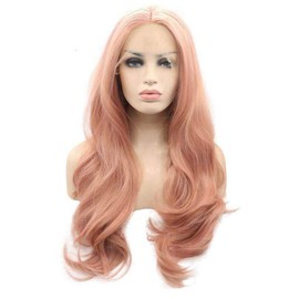 Xiweiya Pastel Pink Wig Long Body Wave Mixed Multi-color Pink Lace Front Wig Natural Looking Heat Resistant Fiber Hair 150% Density Wig For Women 24inch