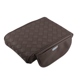ACROPIX Universal Car Armrest Cover Anti-slip Heighten Protective Cover Brown with Side Pockets - Pack of 1