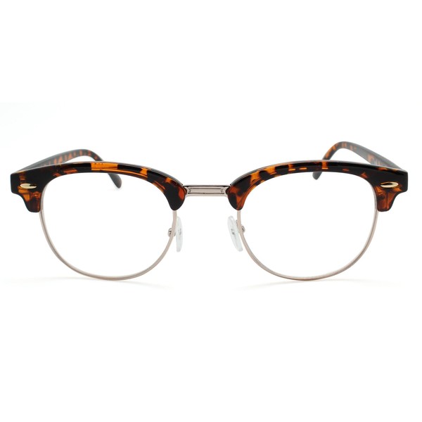 2SeeLife Classic Retro Browline Metal Half Rim Reading Glasses For