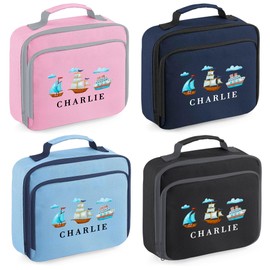 Kids Custom Boats Lunch Bag Boys Girls Ocean Themed Lunchbox for New Term Toddlers Infants Back to School Nursery Gift, 24cm x 20cm x 8cm, Camo