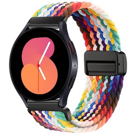 Issinlky Nylon Braided band for Galaxy Watch 7/FE/6/5/4 40mm 44mm, 20mm Elastic Strap for Galaxy Watch 6 Classic/Galaxy Watch 4 Classic/Watch 5 Pro/Watch 3 41mm/Active 2/Active 40MM/Galaxy Watch 42mm