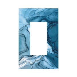 Blue Navy Marble 1 Set Rocker Light Switch Wall Plate Cover Panel Decorative Panel for Bathroom Home Living Room Bedroom Decor