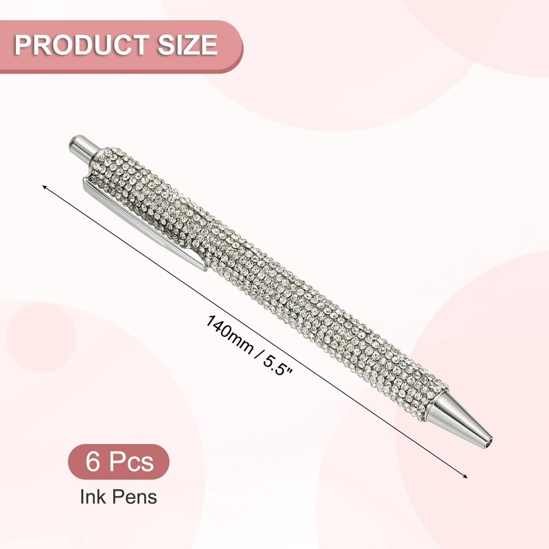 PATIKIL Rhinestone Metal Ballpoint Pen, 6 Pack Crystal Diamond Pens