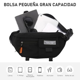 Riñonera de Gran Tamaño para Hombre y Mujer, Cangurera Deportiva (Blanco) | Cangurera Viaje Impermeable y de Gran Volumen con Correa Ajustable y Hebil