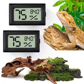 Vodolo Reptile Thermometer and Humidity Gauge,2PCS Digital Adhesive Reptile Terrarium Hydrometer,Bearded Dragon Tank Accessories,Pet Humidity Meter Supplies for Leopard Crested Gecko,Snake,Lizard