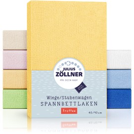 Julius Zöllner Terry Cloth Fitted Sheet for Cradles and Bassinets, 90 x 40 cm, Assorted Colours Banana 40x90 cm Banana