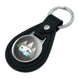 GRAPHICS & MORE Black Leather Camper in the Mountains Keychain