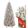 Flocked Christmas Tree with Slim Design,Prelit Christmas Tree with 710