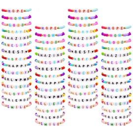 60 Pcs Colorful Friendship Bracelet Set for Girls Stretchy Bracelets for Kids and Women Beaded Friendship Bracelets for Teen Girls Party Favors (Classic Style)