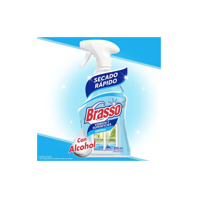 Brasso® Vidrios y Superficies Amonia con atomizador, 650mL