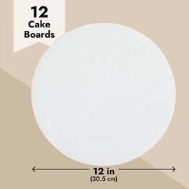 Juvale Juvale 12-Pack 12-Inch Round Cake Boards - White Cardboard Circles for Baking & Dessert Display - Sturdy Disposable Base Boards