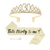 KIUEZIR 30th Birthday Tiara & Sash Set - Gold Alloy