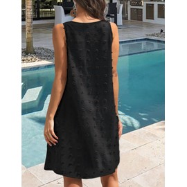 Buauty Womens Casual Sun Dresses Summer Swimsuit Swiss Polka Dot Beach Cover Up Sleeveless V Neck Tank Dress 2025 Vacation