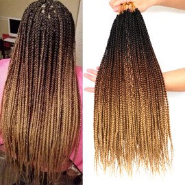 7 Packs Goddess Box Braids Crochet Hair 18 Inch Ombre Prelooped Crochet Box Braids Crochet Hair for Black Women Braiding Hair (18 Inch (Pack of 7), 1B/30/27)