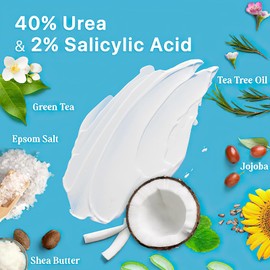 Urea Cream for Feet and Hands - 40% Urea Cream+ 2% Salicylic Acid for Maximum Moisturizing and Softening, Moisturizing Cream for Dry, Cracked Feet, Hands, Elbows and Knees(4.6 oz)