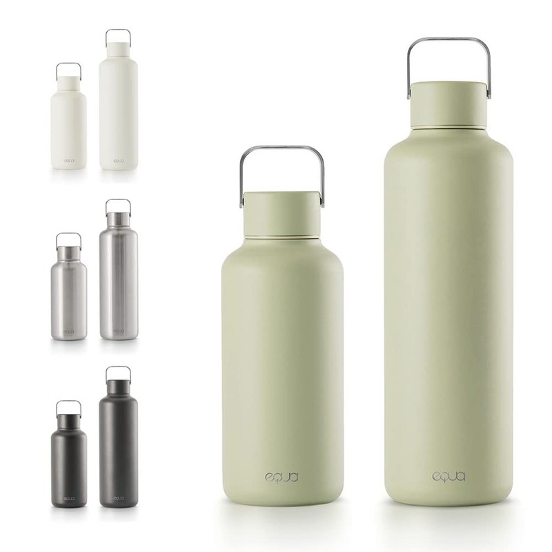 EQUA Timeless Stainless Steel Water Bottle, 1000 ml, BPA-Free, Leak-Proof,