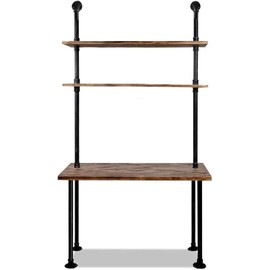 Diwhy Industrial Style Office Decor,Computer Desk with 2-Tier Storage Pipe Shelves,Bookshelf Laptop Desk,Studying Writing Table Workstation with Hutch for Home Ofiice(40 inches)