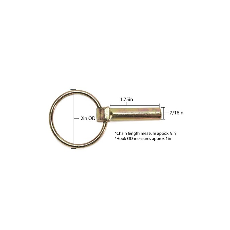 Linch Pin 7/16 X 1-3/4 Inch with Chain Hook (Pack