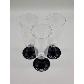 30 x Plastic Champagne Glasses Flutes Black Stems - Perfect for a Party