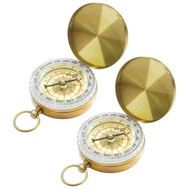 HAIKING Metal Pocket Compass, 2 Pcs Camping Survival Compass for Hiking, Hunting, Climbing (Gold)