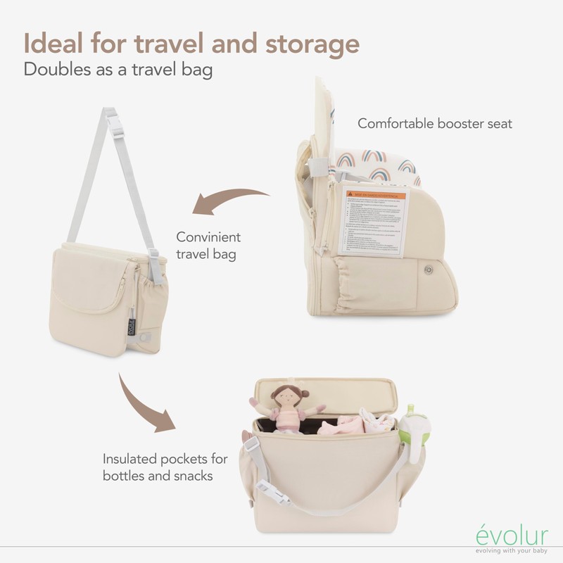 Evolur Snug Packsack 2-in-1 Portable Booster Seat and Travel Bag