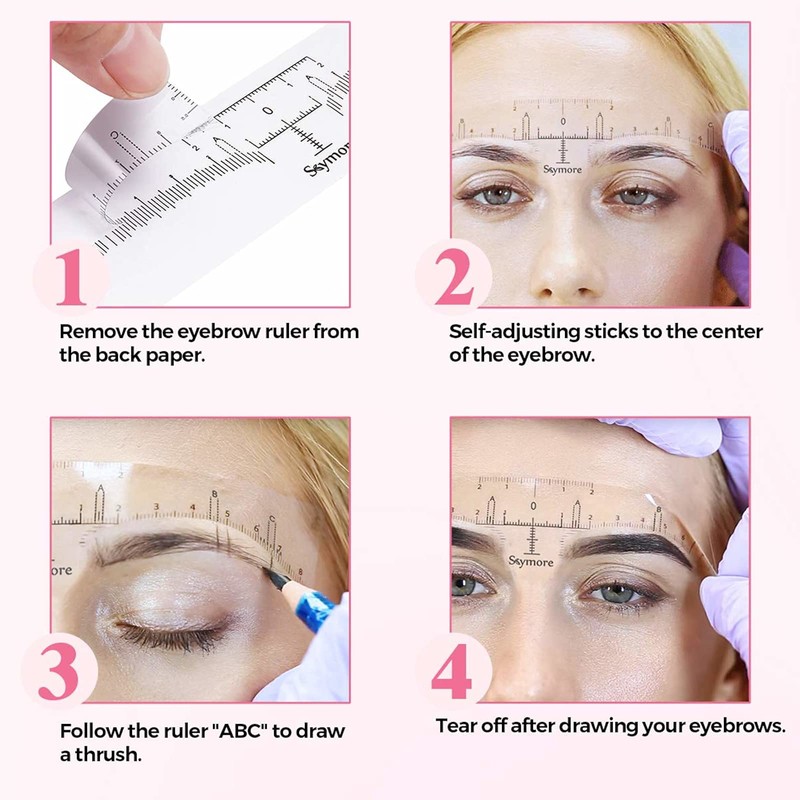 Skymore Eyebrow Ruler, 100Pcs Eyebrow Stencil Microblading Ruler, Disposable Eyebrow