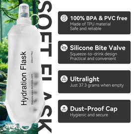 TACVEL 2 Pack 500ml Soft Flask, Shrink As You Drink Collapsible Water Bottles for Running Vest & Hydration Pack, BPA-Free Leak-Proof TPU Folding Bottle for Hiking Cycling Climbing Jogging-White