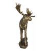 Realistic Large Bull Moose Statue In Gold Patina 11" W
