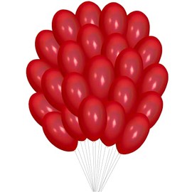 50 pcs 10" (25CM) Balloons Pearlised Metallic Latex Air or Helium Wedding Birthday Christmas Party Decoration Available in 14 colours (Red)