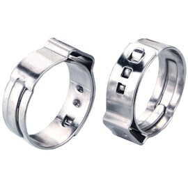 25PCS Single Ear Hose Clamps, 10.8-13.3mm 304 Stainless Steel Ear Clamps by MISPIRE, Stepless Hose Clamps Cinch Rings for Automotive, Home Appliance Line and Plumbing