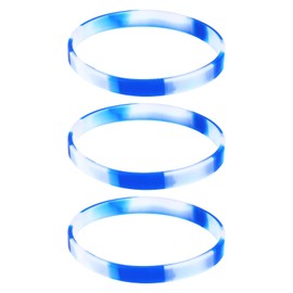 MECCANIXITY Bracelets Wristbands 1/4 Inch Width for Sports Club,Group Games,Party Favors Fashion Party Sports Accessories,Plain Solid Color Wristbands,Blue,White Pack of 3