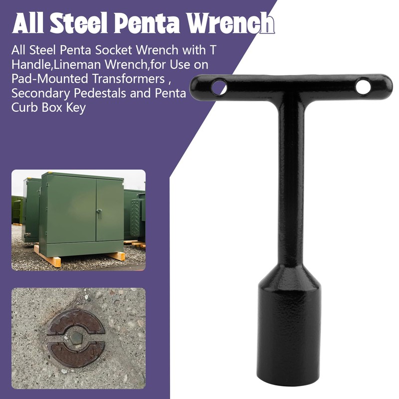 Ziyuan All Steel Penta Socket Wrench, T-Handle Heavy Duty Lineman