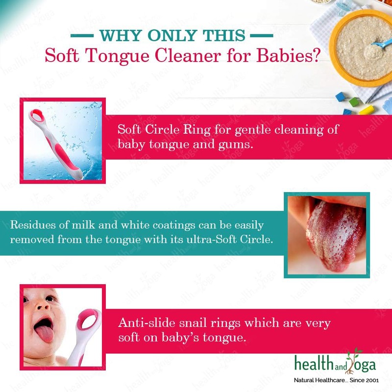 HealthAndYoga(TM) Soft Tongue Cleaner for Babies - Delicate Cleaning (Colors