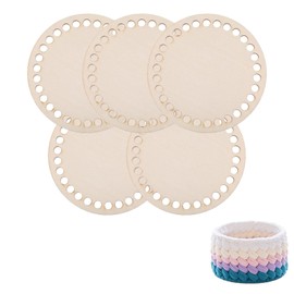 JOYOLA Pack of 5 Wooden Basket Bases, 10 cm Crocheted Basket Base for Crochet Circle, Selfmade Basket Base Round Shapes, Natural Wood Basket Base Set for DIY Handbag Basket Weaving Supplies Crafts
