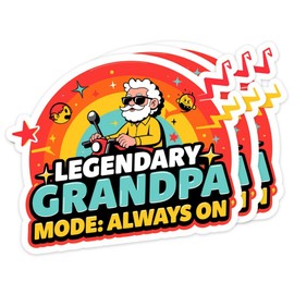 (3PCS) Grandpa Stickers – Funny Waterproof Grandpa Vinyl Stickers for Cars Laptops Water Bottles Mugs Hard Hat Garage – Gift for Grandpa Papa Dad 3 Inch (Legendary Grandpa Mode: Always ON)