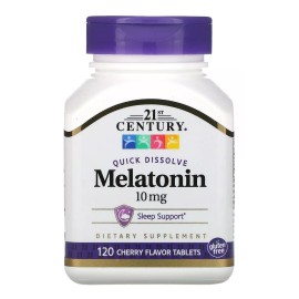 Melatonina 10 mg, 120 Tabletas Masticables, Sabor Cereza, para Mejorar el Sueño y Relajación
